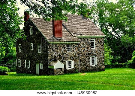 Chadds Ford Pennsylvania - June 9 2015: Benjamin Ring House used as headquarters by Gen. George Washington during the 1777 Revolutionary War Battle of the Brandywine