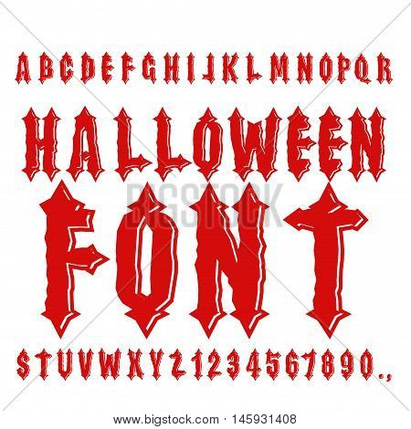 Halloween Font. Ancient Alphabet. Blood Gothic Letters. Vintage Abc. Bloody Awful Lettring For Holid
