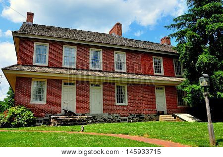 Dilwowrthtown Pennsylvania - June 9 2015: Brick colonial-era Dilworthtown Inn has offered lodging and dining to patrons since 1758 *