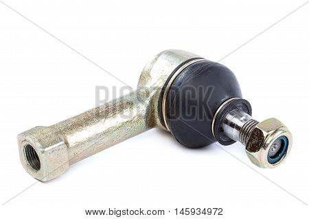 Tie rod end car isolated on white background. Tip of steering traction