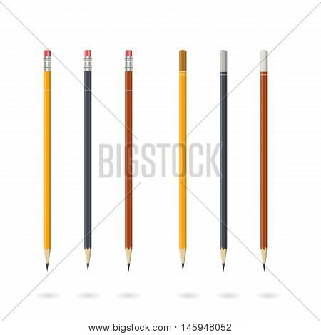 Set of pencils various colors isolated on white background vector illustration