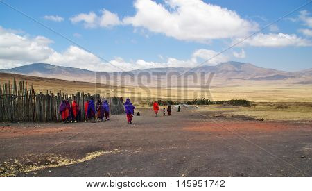 Arusha, Tz - Circa August 2010 - Masai Village In Serengeti National Park.