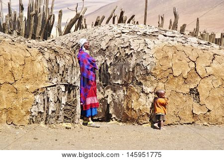 Arusha, Tz - Circa August 2010 - Masai Village In Serengeti National Park.