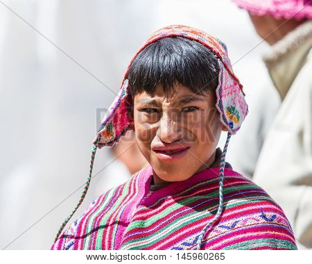 Young Man In Traditional Quechua Clothes
