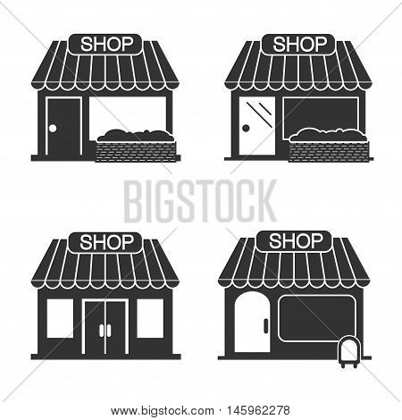 black flat icon for shop and store