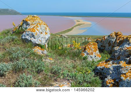 Salt Lake Koyashskoe Elkenskoe. Opuksky Reserve is located on the southern coast of Kerch Peninsula.