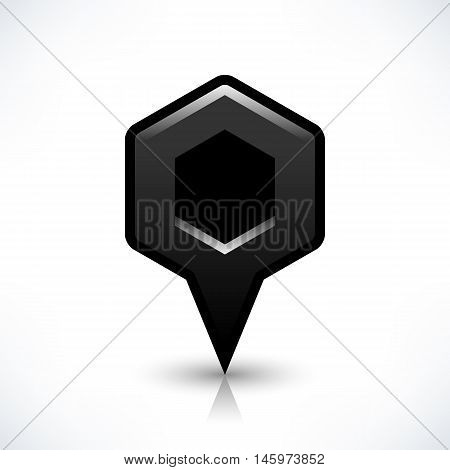 Blank map pin location sign rounded hexagon shape icon with gray shadow and gradient reflection isolated on white background in simple flat style. Web design element save in vector illustration 8 eps