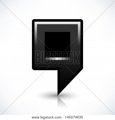 Blank map pin location sign rounded square shape icon with gray shadow and gradient reflection isolated on white background in simple flat style. Web design element save in vector illustration 8 eps