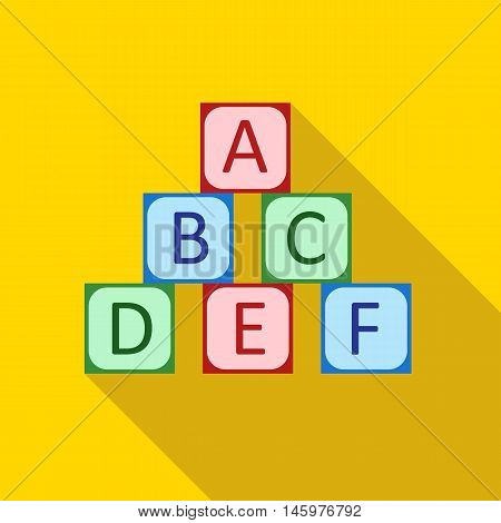 Baby cubes icon in flat style with long shadow. Toy symbol vector illustration