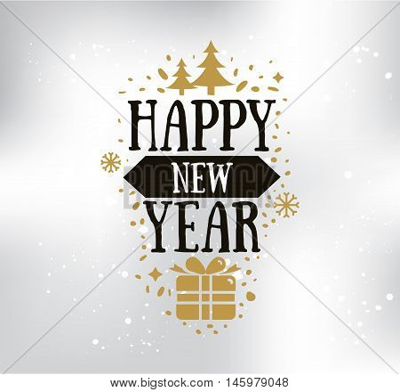 Happy New Year 2017 text design. Vector logo, typograpy. Usable as banner, greeting card, gift package etc.