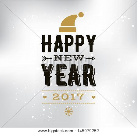 Happy New Year 2017 text design. Vector logo, typograpy. Usable as banner, greeting card, gift package etc.