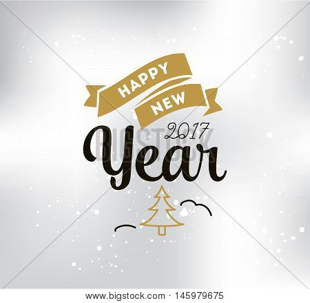 Happy New Year 2017 text design. Vector logo, typograpy. Usable as banner, greeting card, gift package etc.