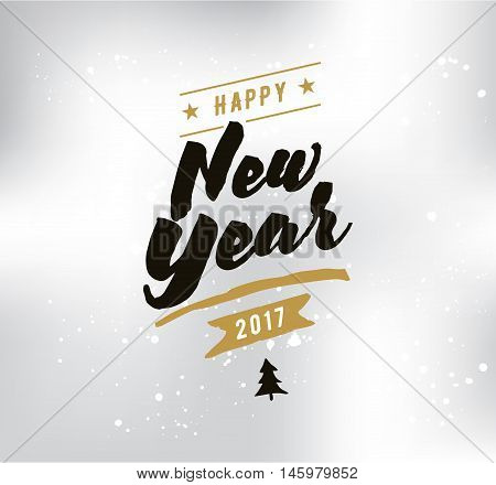 Happy New Year 2017 text design. Vector logo, typograpy. Usable as banner, greeting card, gift package etc.