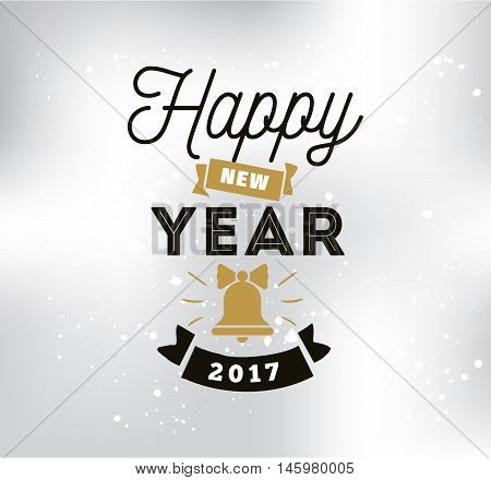 Happy New Year 2017 text design. Vector logo, typograpy. Usable as banner, greeting card, gift package etc.