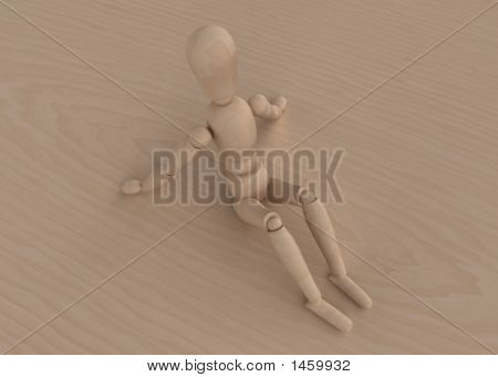 Manichino seduto su legno