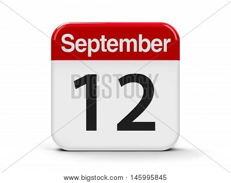 Calendar web button - The Twelfth of September three-dimensional rendering 3D illustration