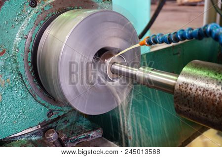 Internal Grinding Of The Part With Water Cooling On The Machine.