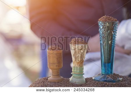 Marketstall Selling Ingredients. Traditional Spices Market. Colored Spices At Local Market. Beautifu