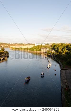 View Looking East Down The River Wear From The Pedestrian Walkway Of The Queen Alexandra Bridge, Sun