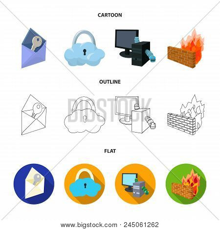 System, Internet, Connection, Code .hackers And Hacking Set Collection Icons In Cartoon, Outline, Fl