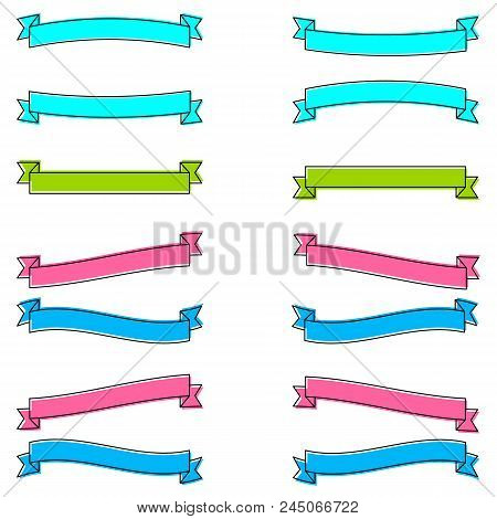 Ribbon Line Color Set Template Tag Decoration Element
