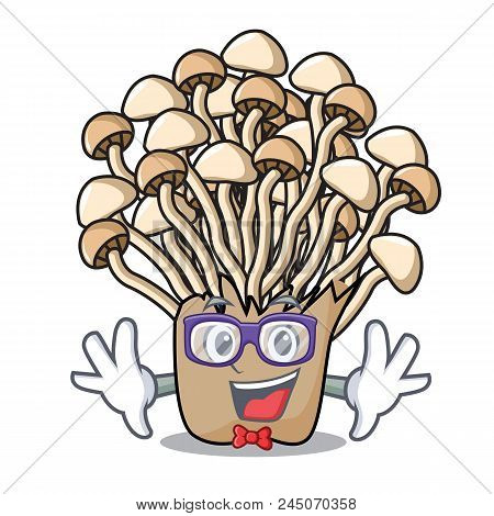 Geek Enoki Mushroom Character Cartoon Vector Illustration