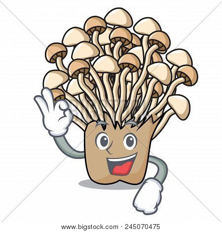 Okay Enoki Mushroom Character Cartoon Vector Illustration