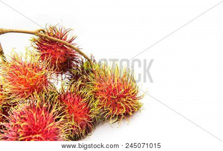 Rambutan, Negrito, Semang, Sweet Thai Fruit . Isolated On White Background