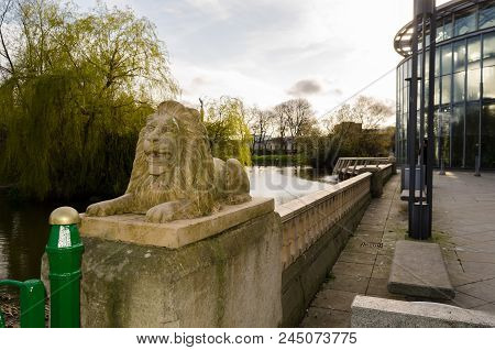 One Of The Famous Lion Sculptures, Situated In Mowbray Park, Sunderland, Tyne & Wear