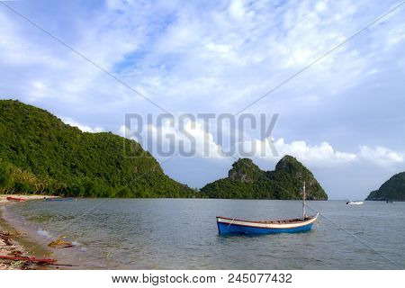 Beach Bang Boet And Blue Sky At Chumphon Province Thailand Is Famous For Travel
