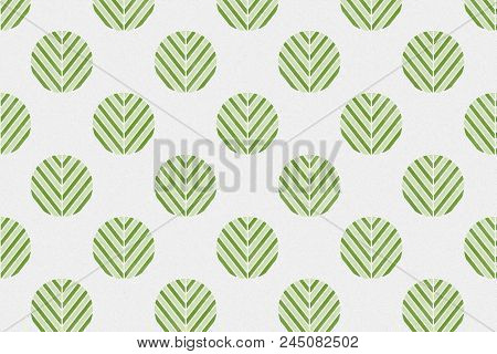 Abstract Green Leaf Pattern In Circle On Paper Textured Background For Nature And Wrapping Paper Des