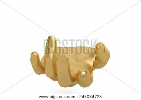 Golden Hands  On A White Background,3D Illustration.