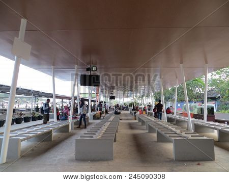 Jakarta, Indonesia - June 11, 2018: A Crowd Of People Waiting For The Departure Of The Ship To Go Ho
