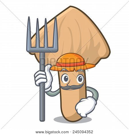 Farmer Inocybe Mushroom Character Cartoon Vector Illustration