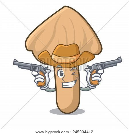 Cowboy Inocybe Mushroom Character Cartoon Vector Illustration