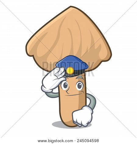 Police Inocybe Mushroom Character Cartoon Vector Illustration