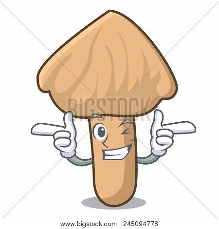 Wink Inocybe Mushroom Character Cartoon Vector Illustration