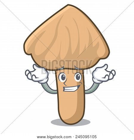 Grinning Inocybe Mushroom Character Cartoon Vector Illustration