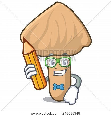 Student Inocybe Mushroom Character Cartoon Vector Illustration