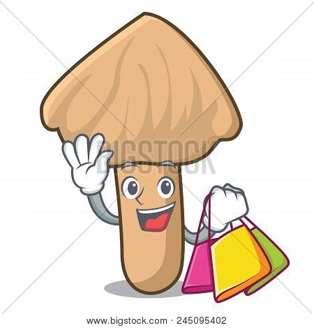 Shopping Inocybe Mushroom Character Cartoon Vector Illustration