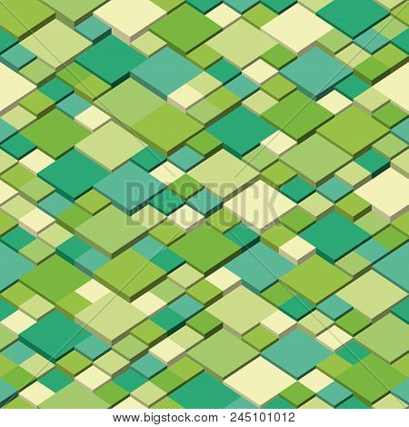 Isometric Graphic Pattern. Abstract Seamless And Repeatable Vector. Spring Colors.