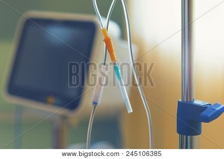 Medicine Dropper. Container With An Antibiotic On Blue Background