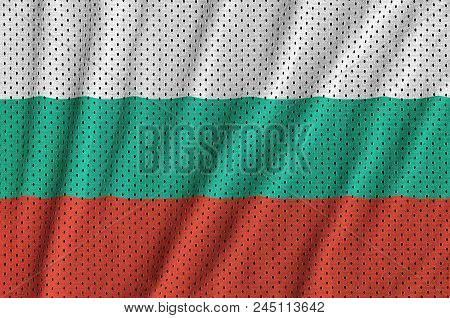 Bulgaria Flag Printed On A Polyester Nylon Sportswear Mesh Fabric With Some Folds