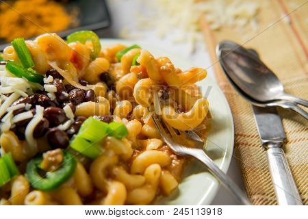 Fancy Taco Macaroni And Cheese With Black Beans Jalapenos And White Cheddar