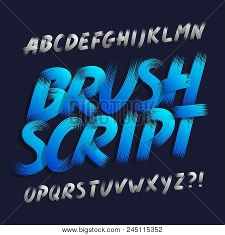 Hand Drawn Brush Stroke Alphabet Font. Bold Capital Letters. Stock Vector Typography.