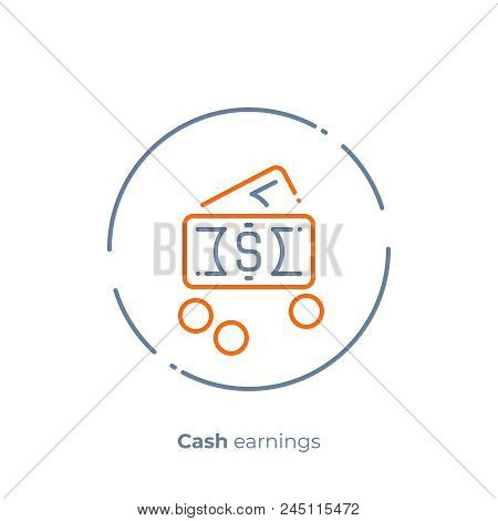 Business Profit Line Art Icon, Investition Earnings Vector Art, Outline Online Cash Exchange Illustr
