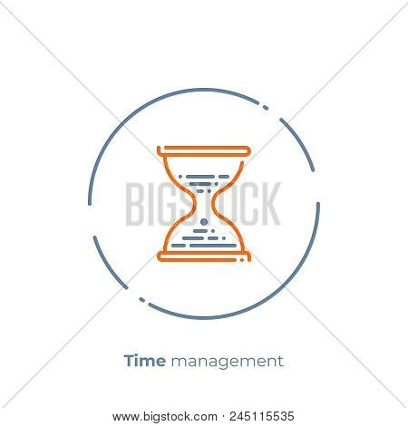 Business Terms Line Art Icon, Digital Investment Timescales Vector Art, Outline Sand Watches Illustr
