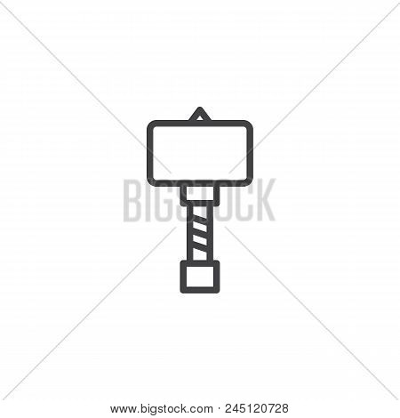 War Hammer Outline Icon. Linear Style Sign For Mobile Concept And Web Design. Medieval Hammer Simple