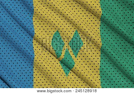 Saint Vincent And The Grenadines Flag Printed On A Polyester Nylon Sportswear Mesh Fabric With Some 
