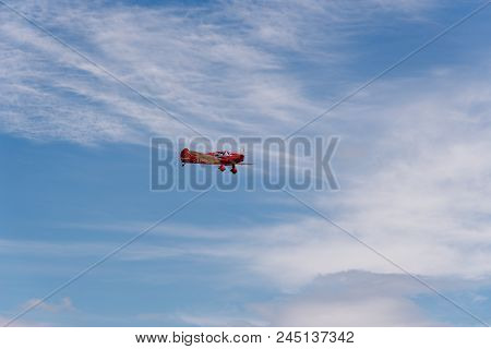 Madrid, Spain - June 3, 2018:  British Eagle 2 From 1934 Aircraft During Air Show Of Historic Aircra